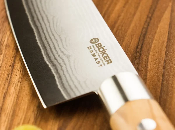 Böker Manufaktur Solingen Damast Olive Santoku