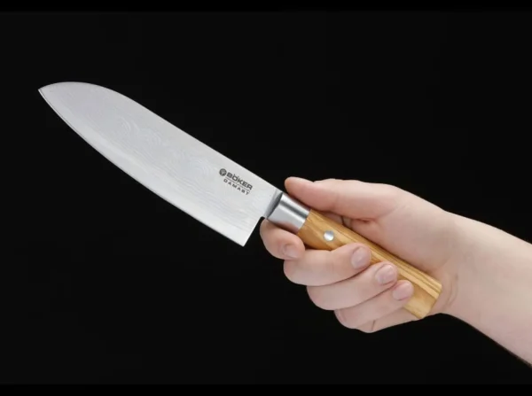 Böker Manufaktur Solingen Damast Olive Santoku